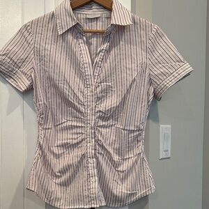 New York & Company Pink Striped Button Down Shirt